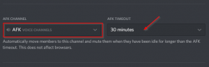 setting afk channel discord for mac